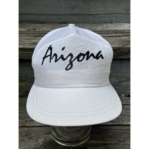 Arizona Vintage Souvenir Snapback Hat White Nylon Spellout One Size Made Taiwan
